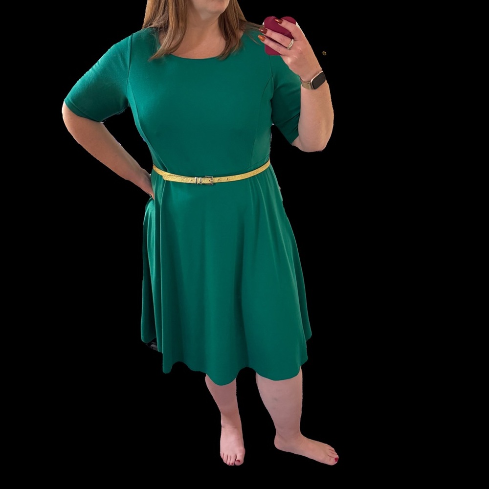 Lands End Elbow Sleeve Ponte A Line Dress